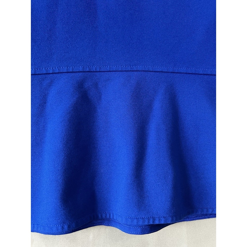 Liz Claiborne Peplum Top - Blue Short Sleeve Career Blouse - Large - Picture 8 of 11